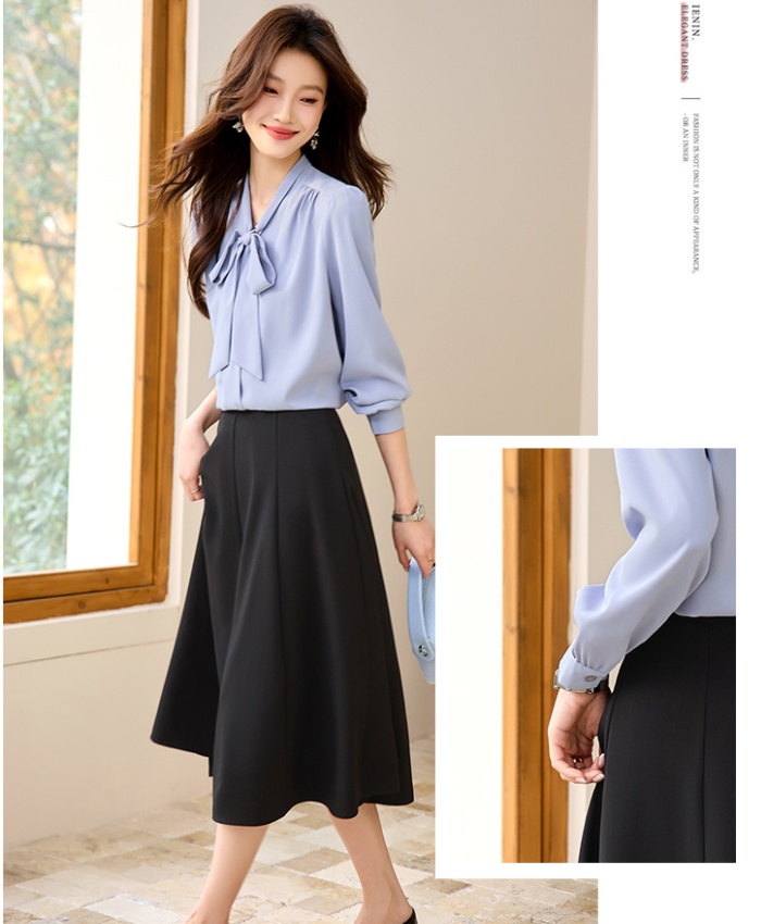 Streamer skirt spring and autumn shirt 2pcs set for women