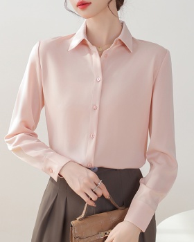 Profession long sleeve tops cherry satin shirt for women