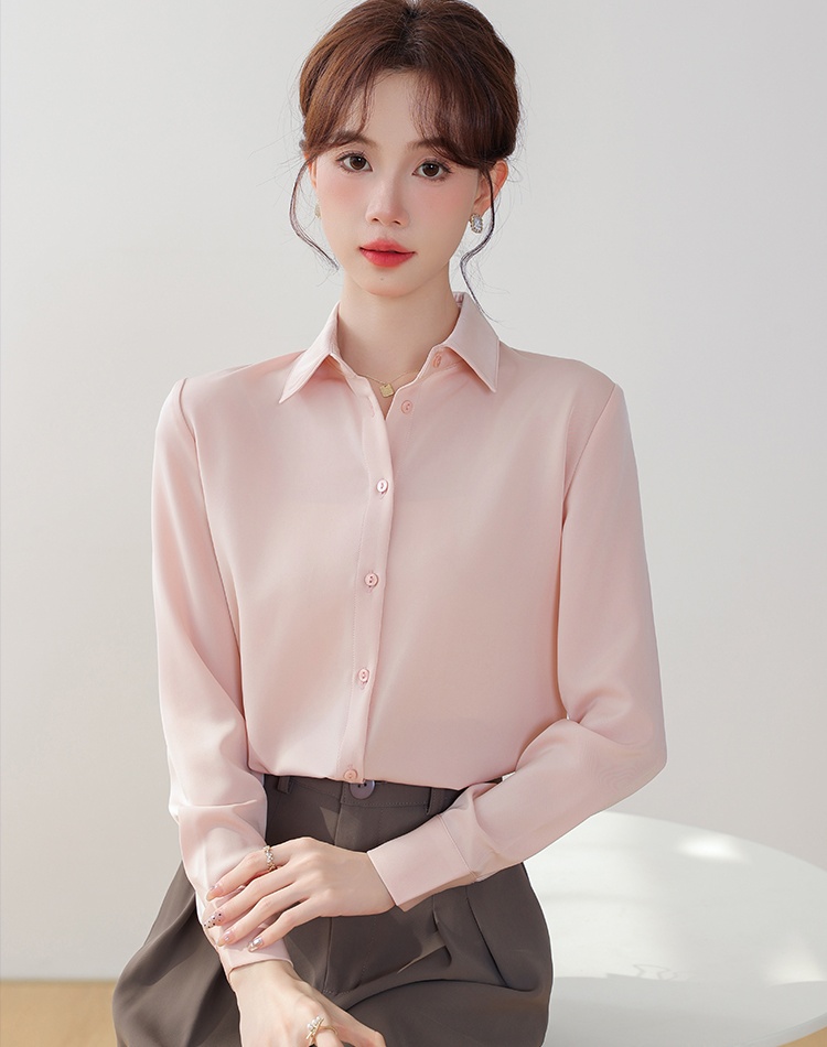 Profession long sleeve tops cherry satin shirt for women