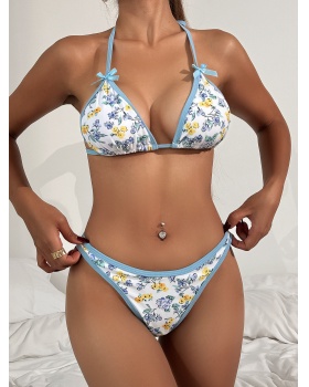 Sexy bikini high split European style printing swimwear