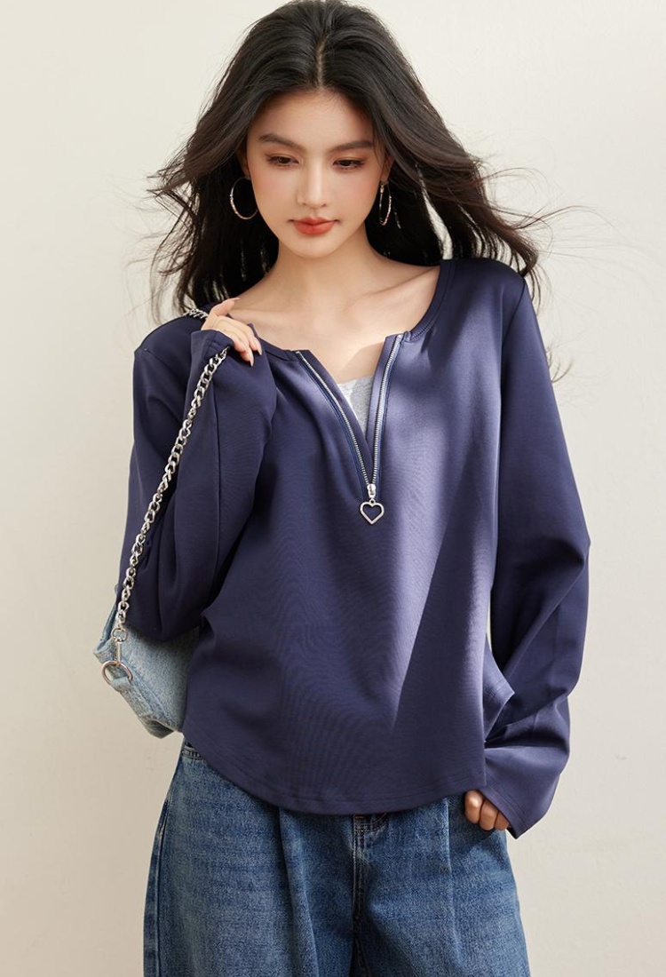 Long sleeve Pseudo-two bottoming shirt spring T-shirt for women