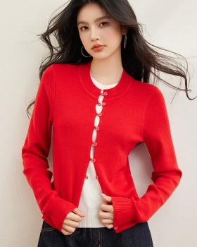 Bottoming niche sweater red tops for women