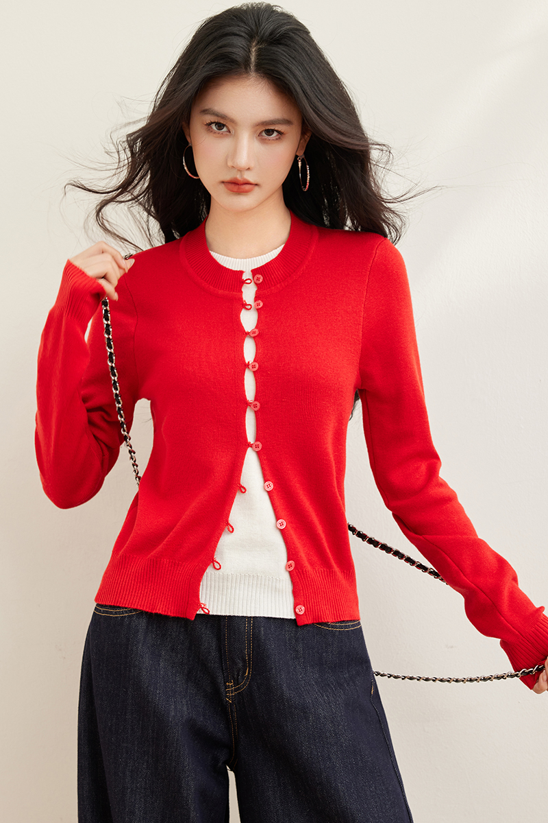 Bottoming niche sweater red tops for women