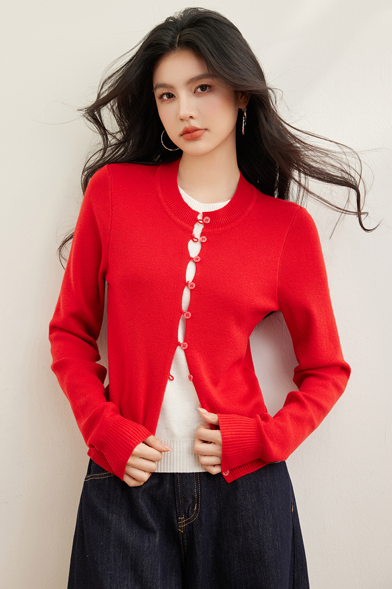 Bottoming niche sweater red tops for women