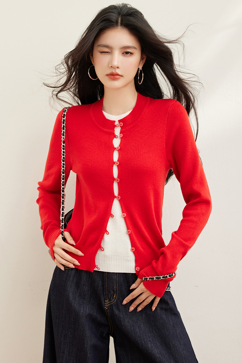 Bottoming niche sweater red tops for women