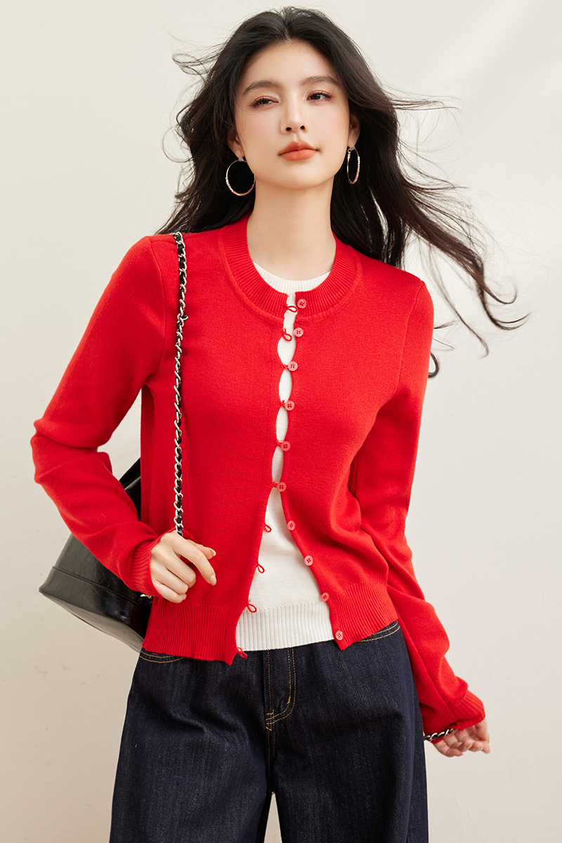 Bottoming niche sweater red tops for women