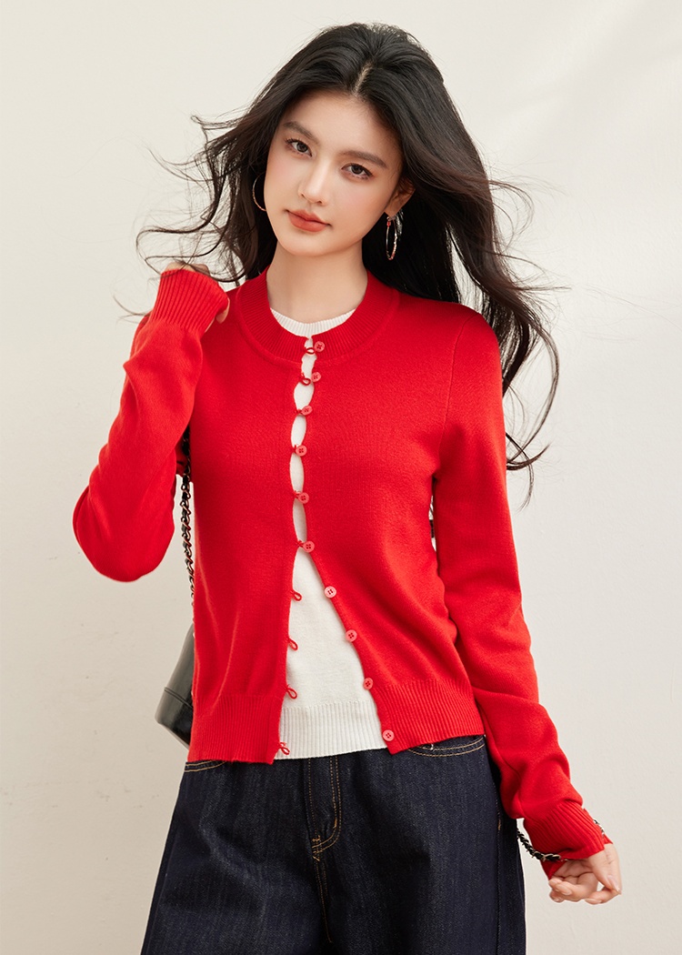 Bottoming niche sweater red tops for women