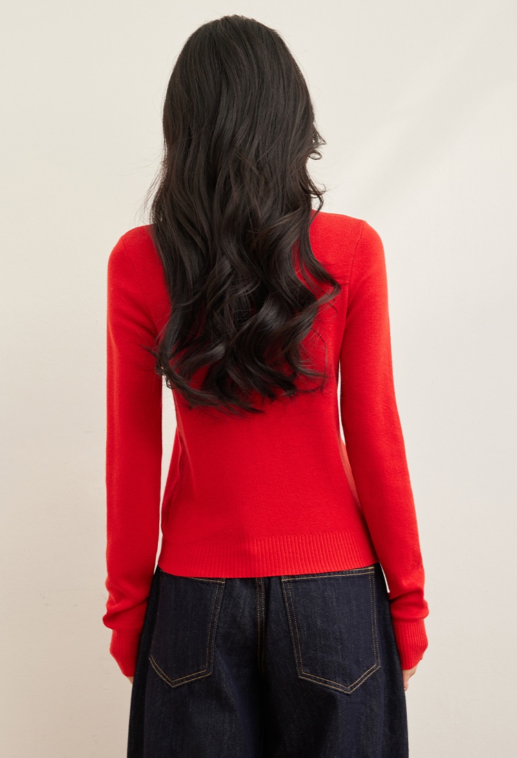 Bottoming niche sweater red tops for women