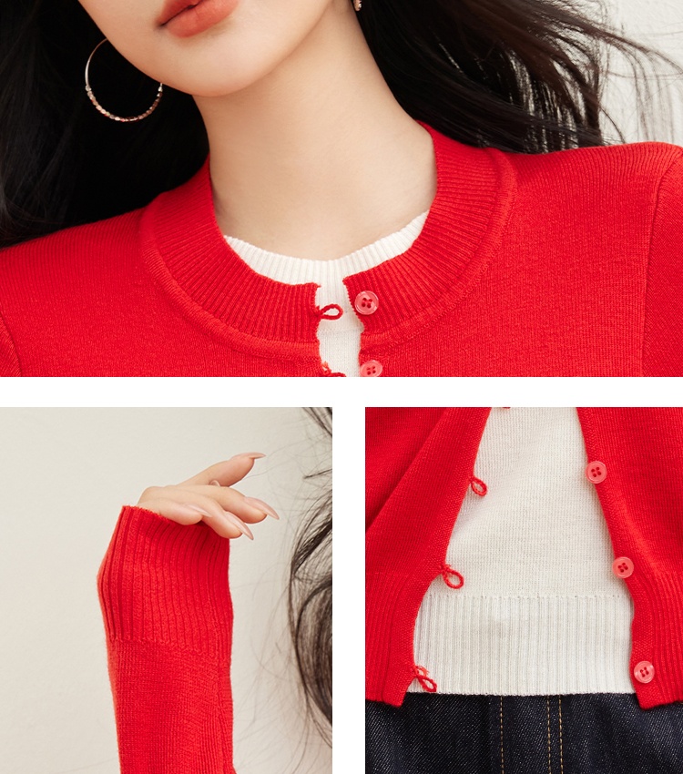 Bottoming niche sweater red tops for women