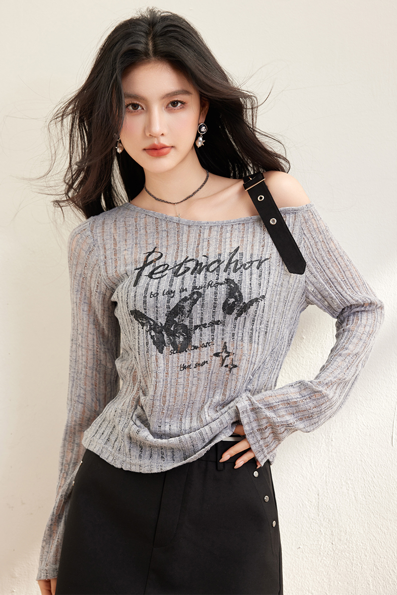 Knitted strapless sun shirt retro tops for women