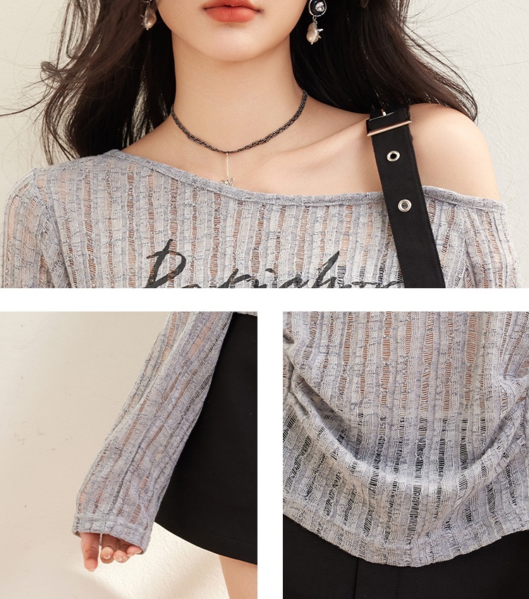 Knitted strapless sun shirt retro tops for women