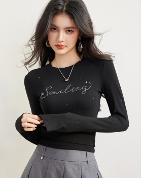 Long sleeve tops letters T-shirt for women