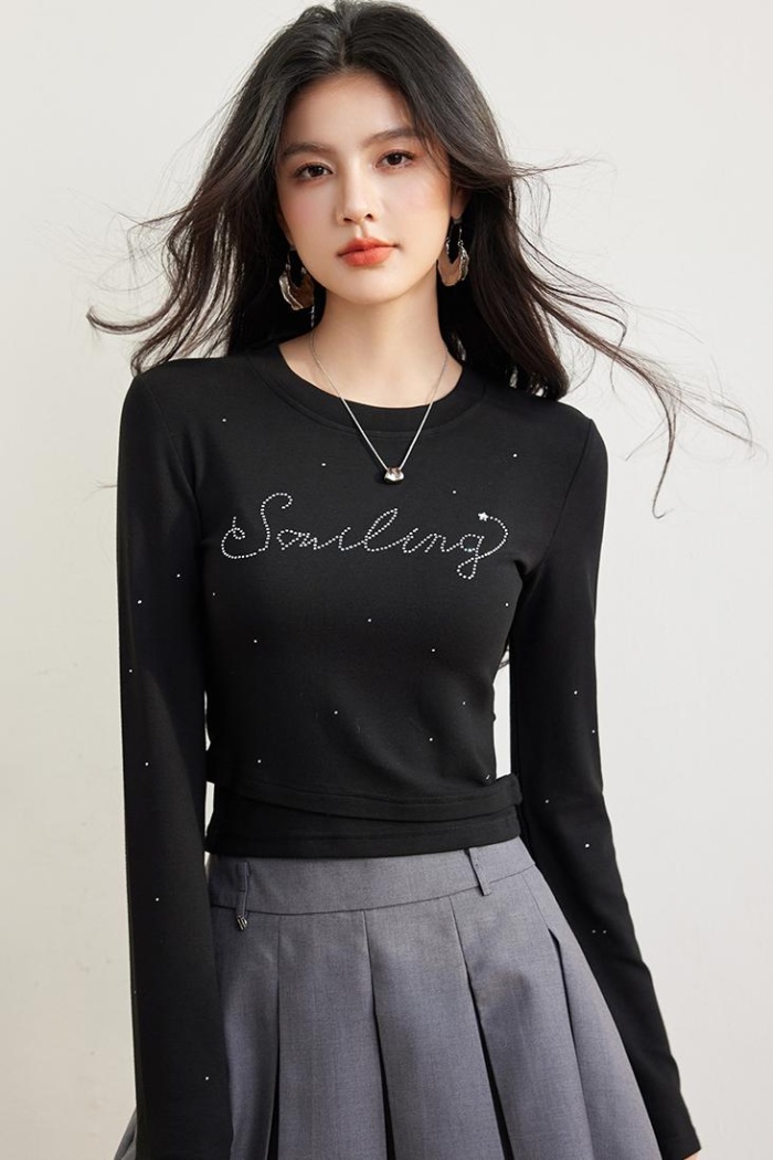 Long sleeve tops letters T-shirt for women