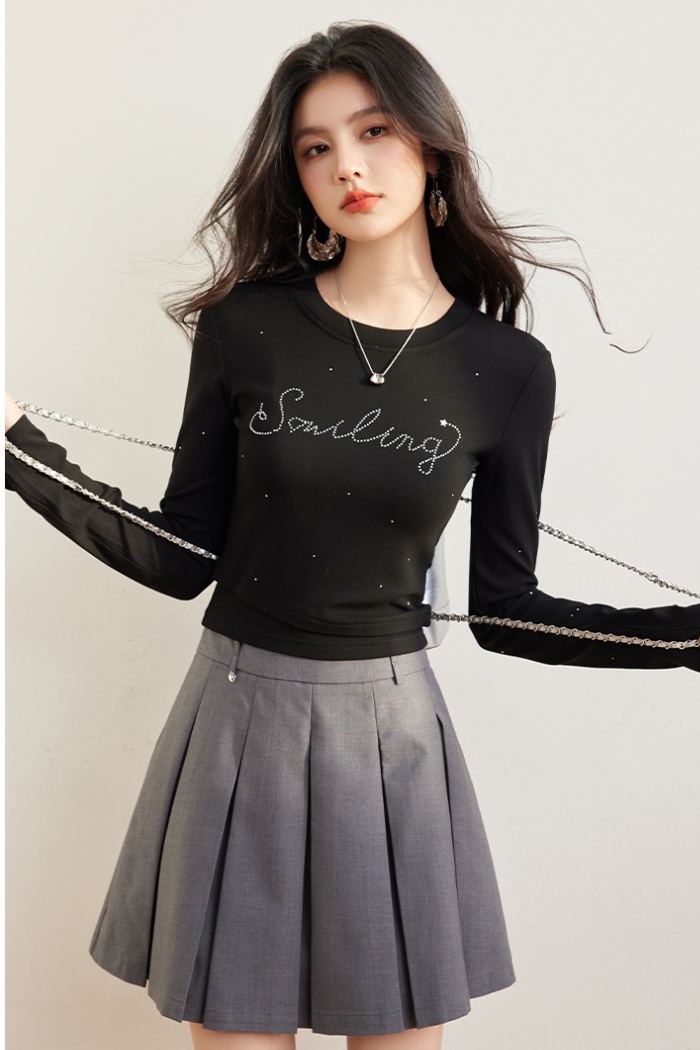 Long sleeve tops letters T-shirt for women