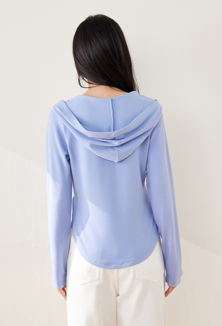 Short bottoming slim T-shirt hooded spring hoodie for women