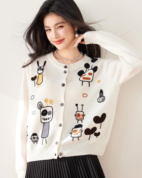 Knitted show young sweater cartoon cardigan for women