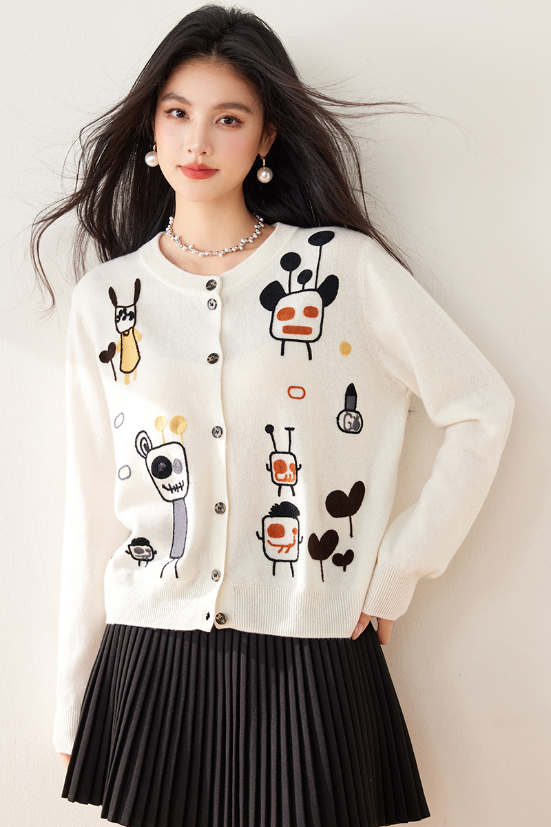 Knitted show young sweater cartoon cardigan for women