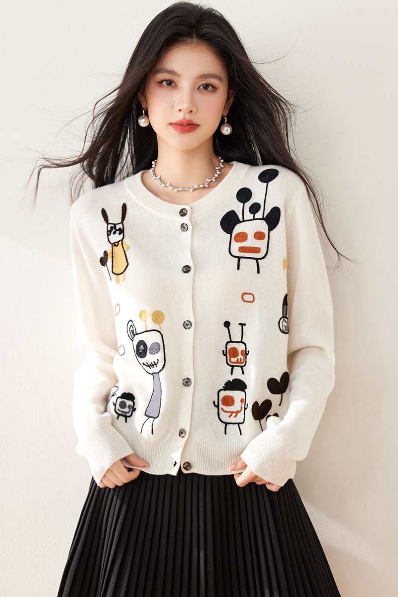 Knitted show young sweater cartoon cardigan for women