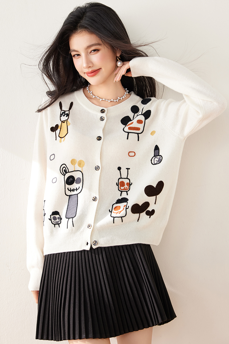 Knitted show young sweater cartoon cardigan for women