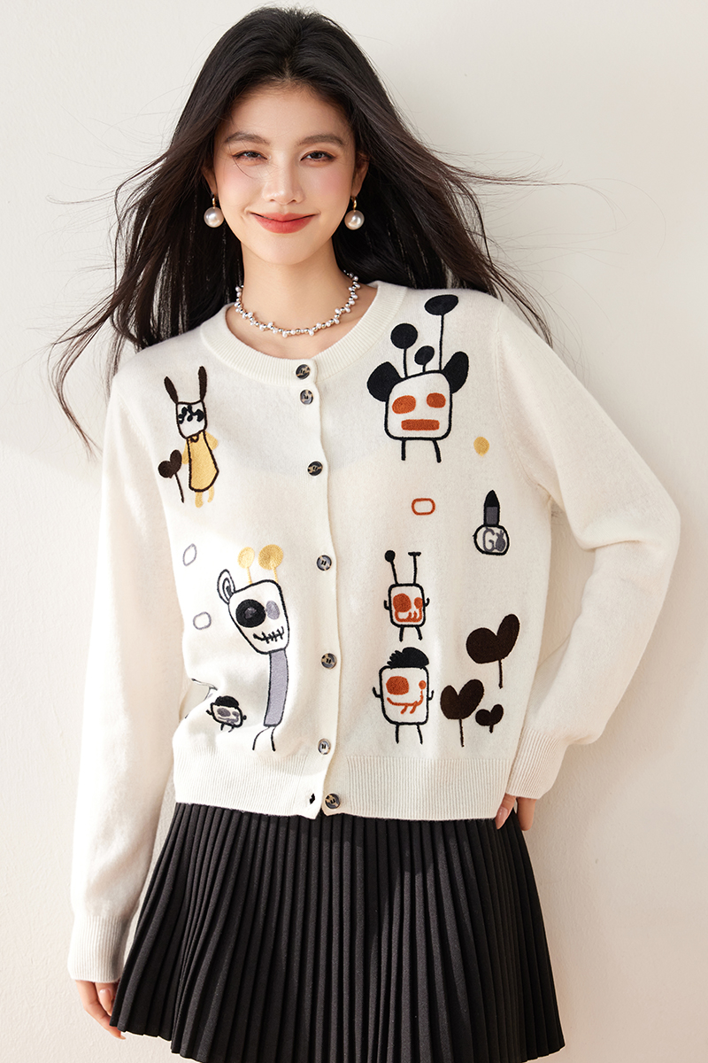 Knitted show young sweater cartoon cardigan for women