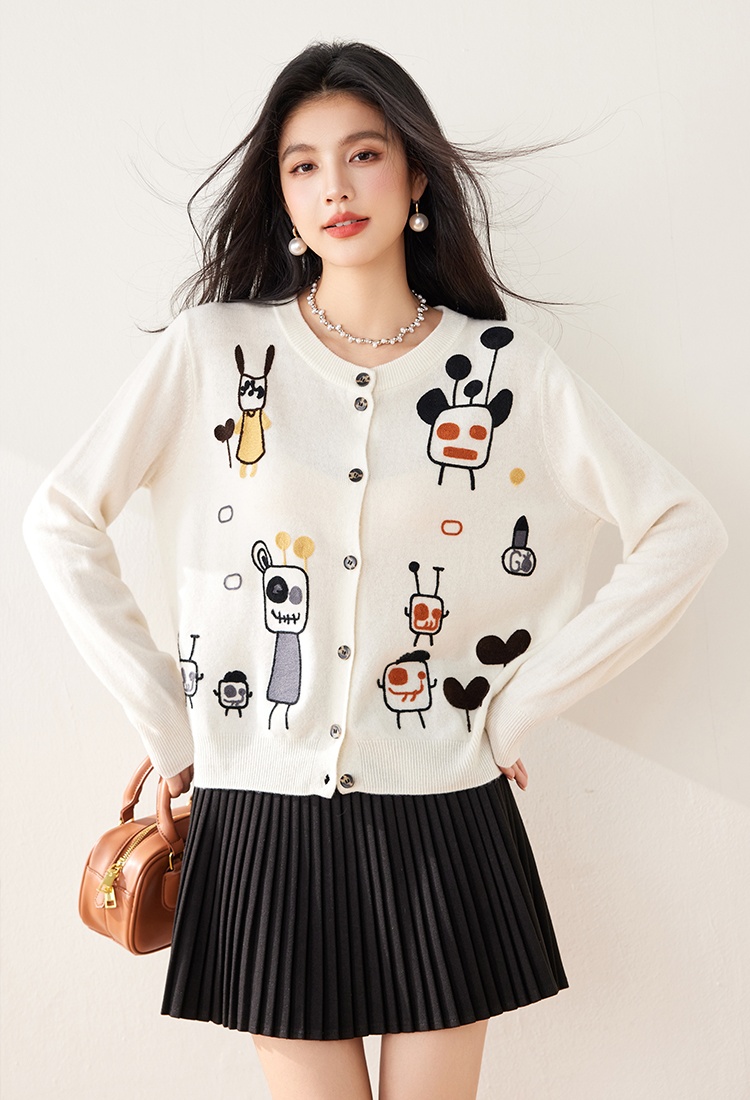 Knitted show young sweater cartoon cardigan for women