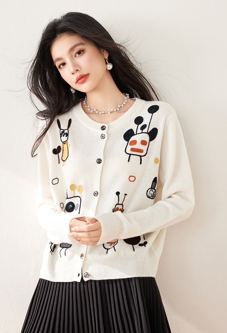 Knitted show young sweater cartoon cardigan for women