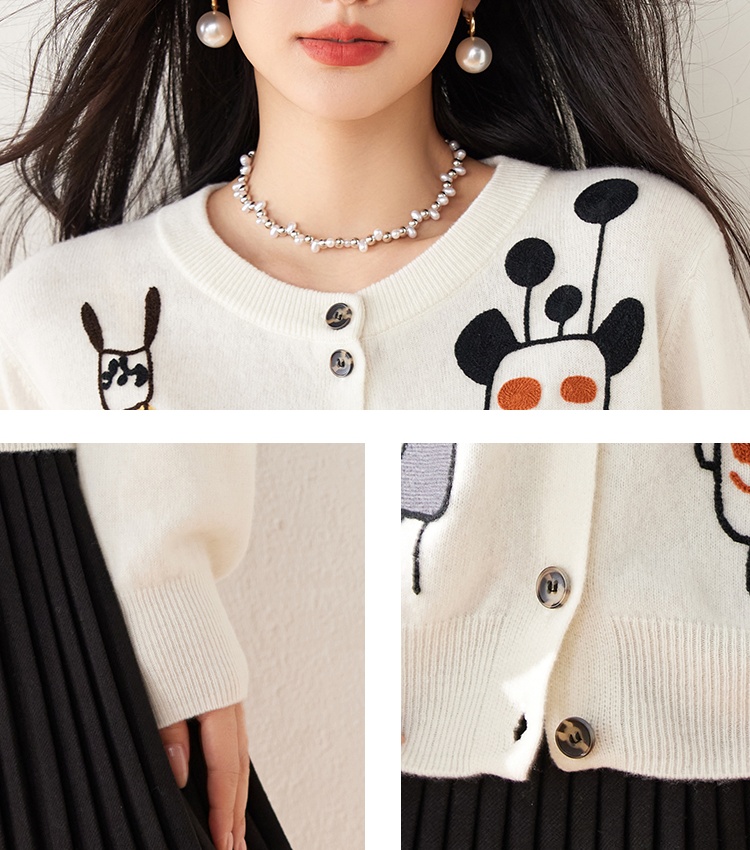 Knitted show young sweater cartoon cardigan for women