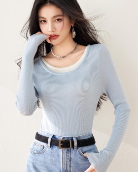 Long sleeve bottoming tops slim thin sweater