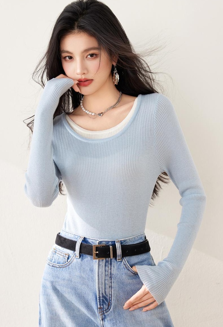 Long sleeve bottoming tops slim thin sweater