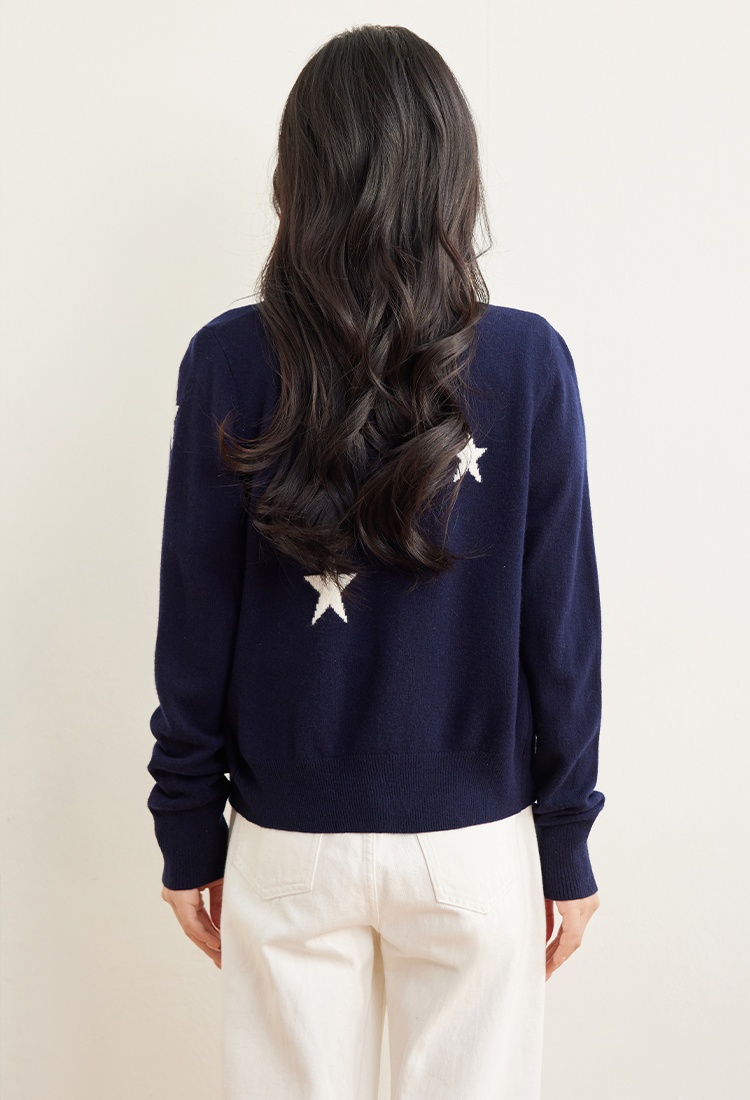 Chanelstyle spring round neck star cardigan