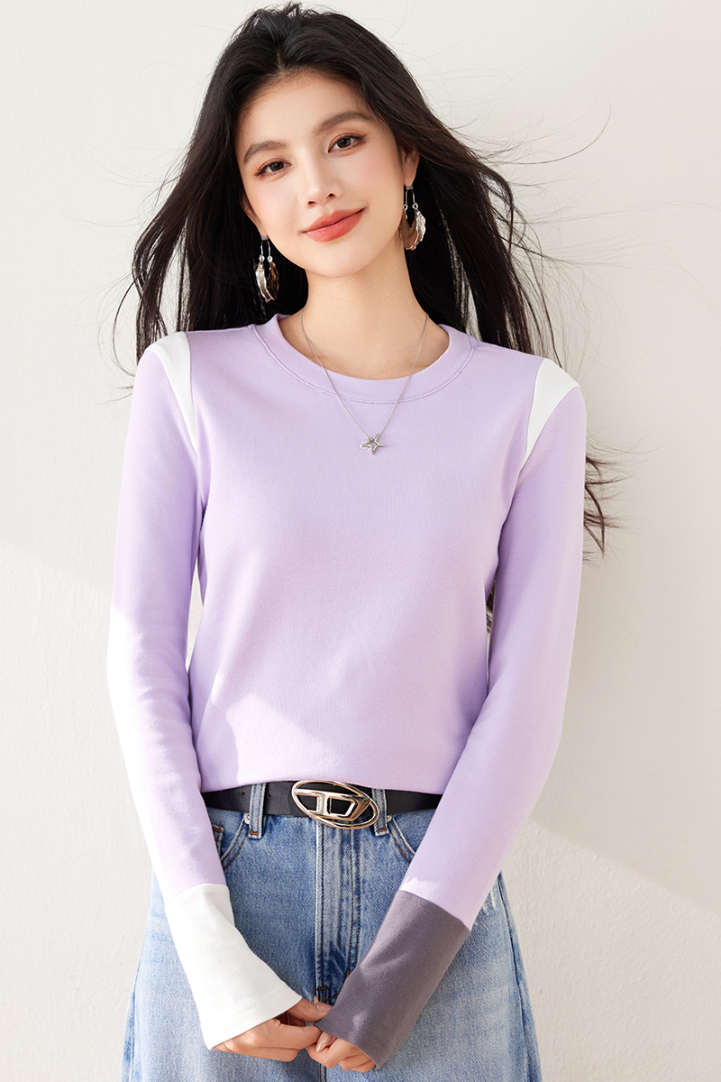 Spring long sleeve T-shirt mixed colors tops for women