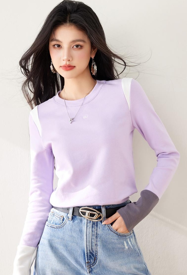 Spring long sleeve T-shirt mixed colors tops for women