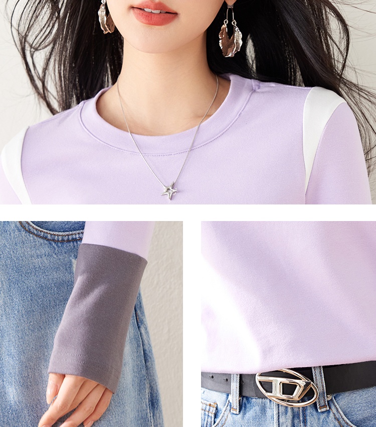 Spring long sleeve T-shirt mixed colors tops for women