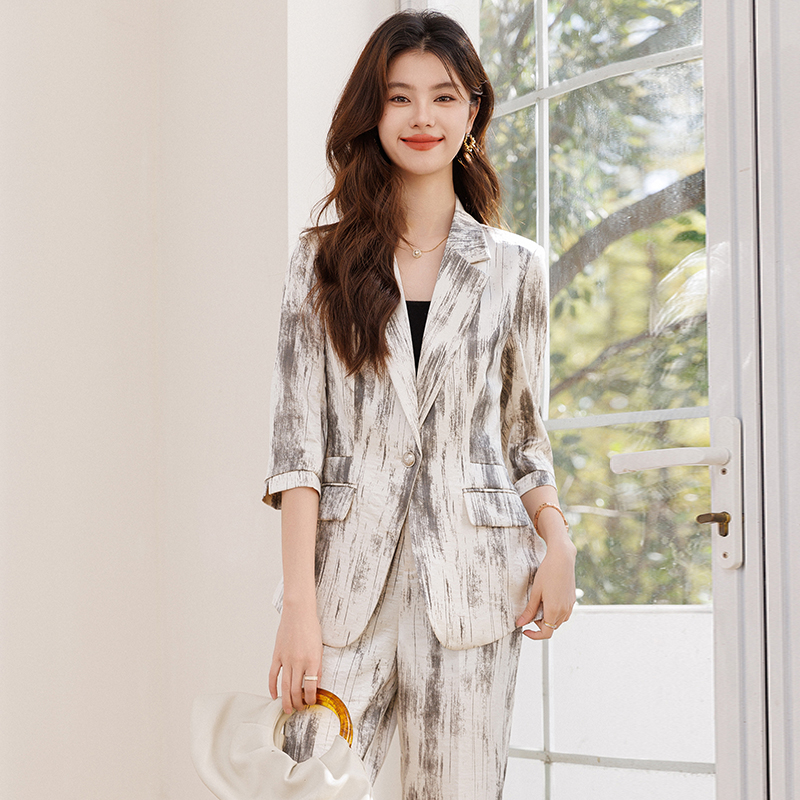 Printing thin Casual business suit summer simple slim coat