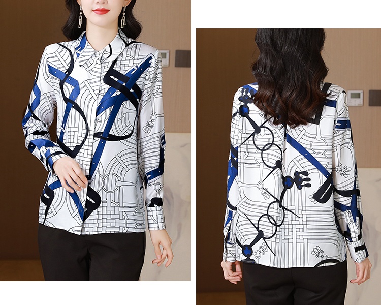 Commuting long sleeve twill printing chain shirt