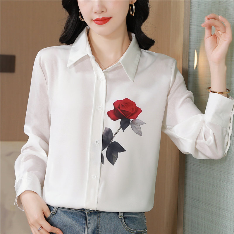 Unique show young shirt silk white tops for women