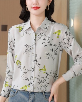 Long sleeve plum flower temperament shirt for women