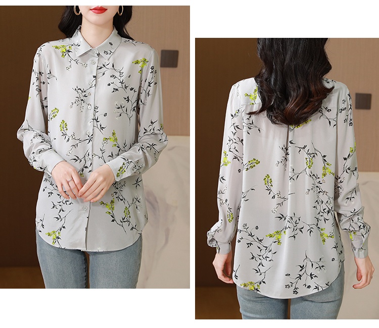 Long sleeve plum flower temperament shirt for women