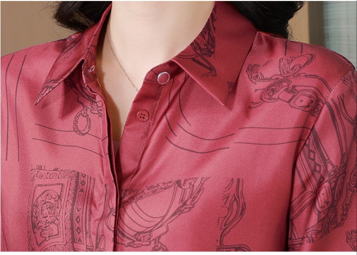 Printing France style shirt silk tops for women