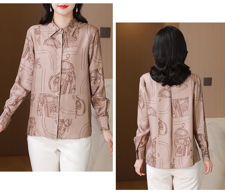 Printing France style shirt silk tops for women