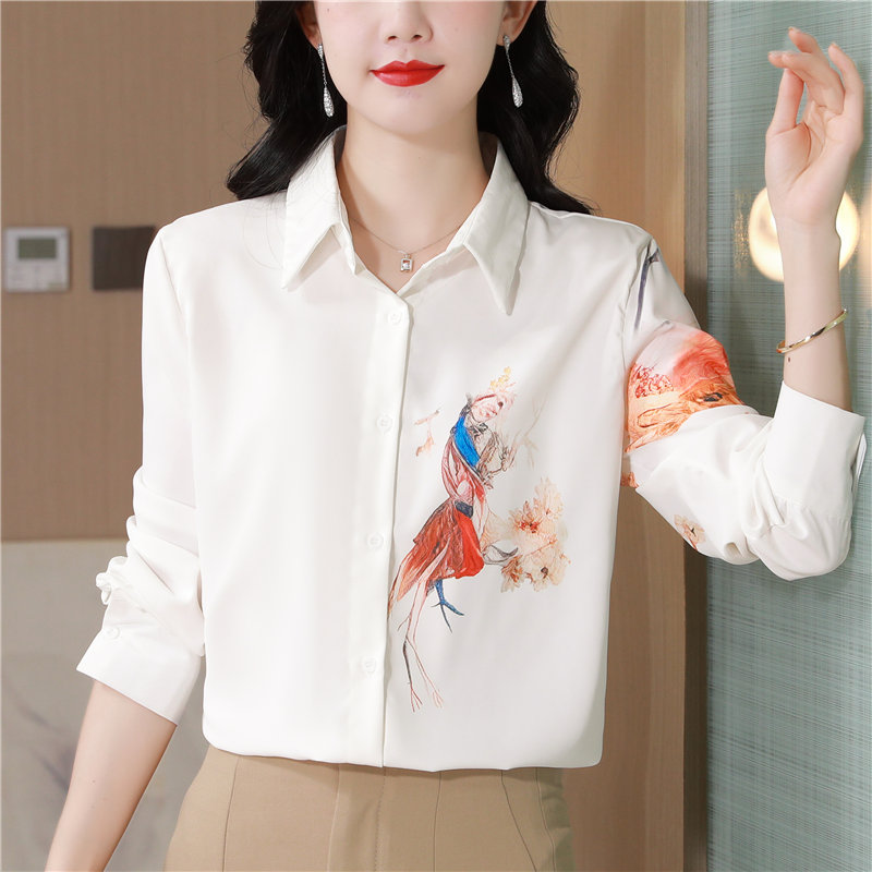 Light luxury Chinese style tops white spring shirt for women