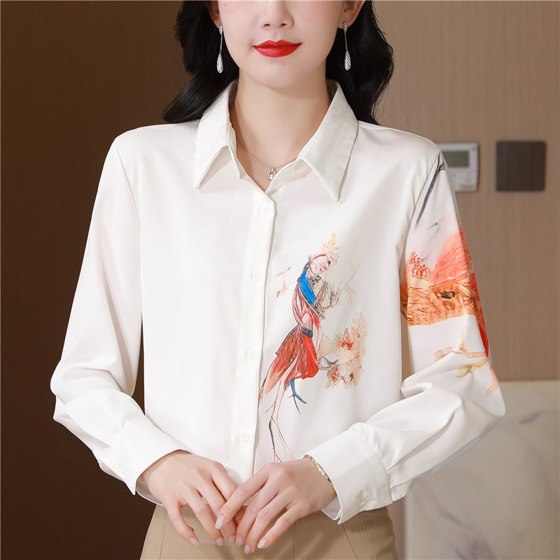 Light luxury Chinese style tops white spring shirt for women