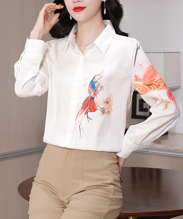 Light luxury Chinese style tops white spring shirt for women