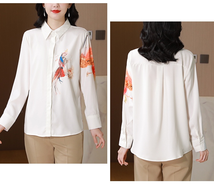 Light luxury Chinese style tops white spring shirt for women