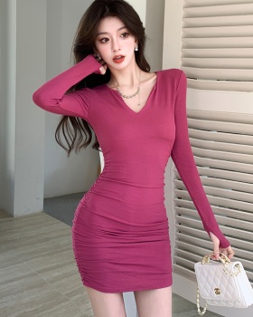 Slim package hip dress spring and summer T-back for women