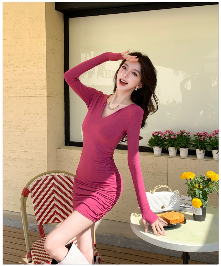 Slim package hip dress spring and summer T-back for women