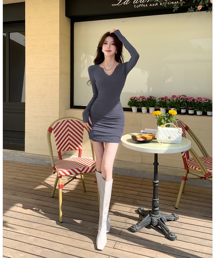 Slim package hip dress spring and summer T-back for women