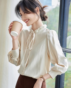 All-match flowers tops Korean style long sleeve shirt