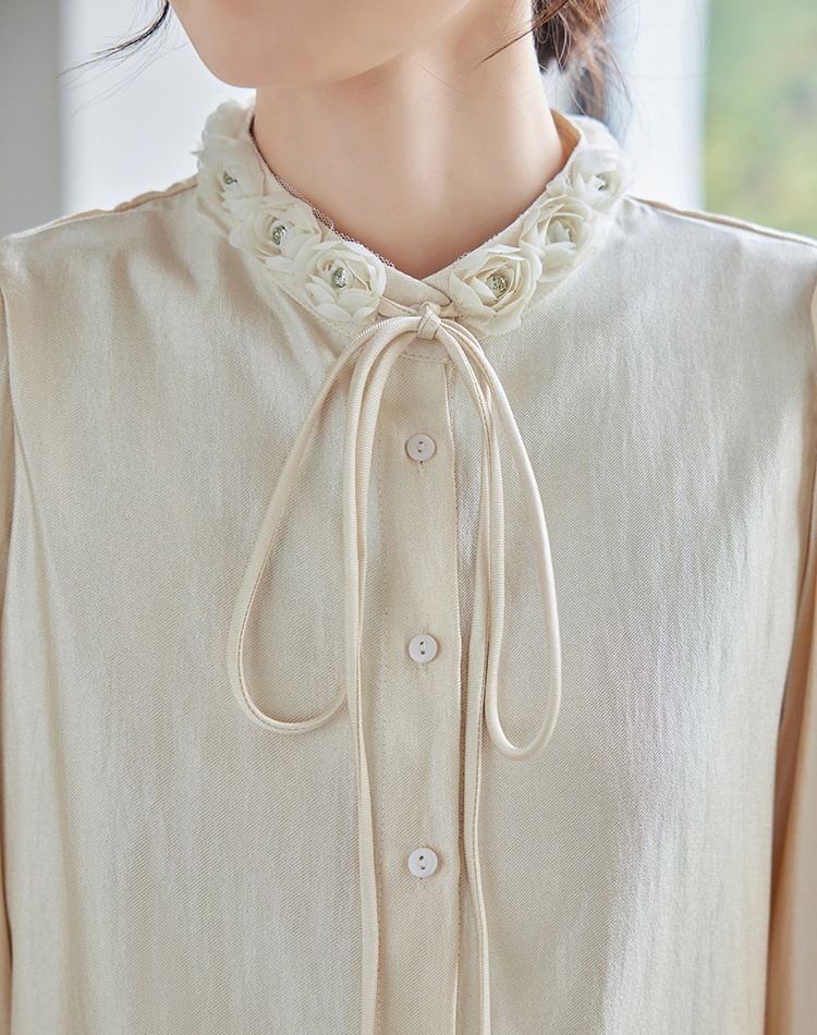 All-match flowers tops Korean style long sleeve shirt