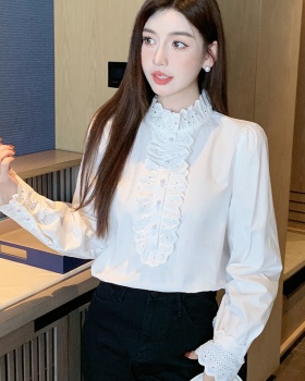 All-match cstand collar shirt Korean style tops for women